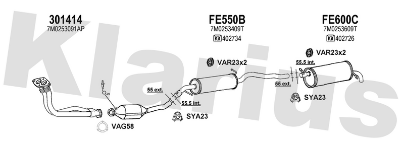 Klarius 301414 - Front Pipe For Cat  - Fits Seat Alhambra 2.0i
