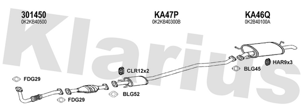 Klarius 301450 - Front Pipe For Cat  - Fits Kia Carens II 2.0CRDi