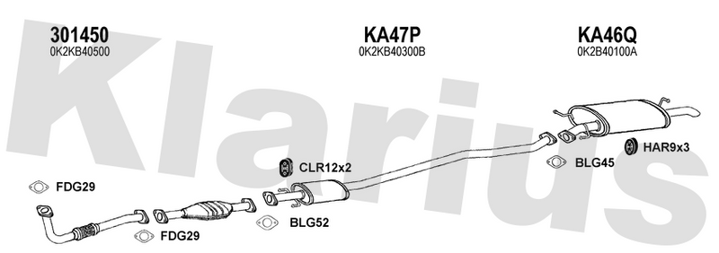Klarius 301450 - Front Pipe For Cat  - Fits Kia Carens II 2.0CRDi
