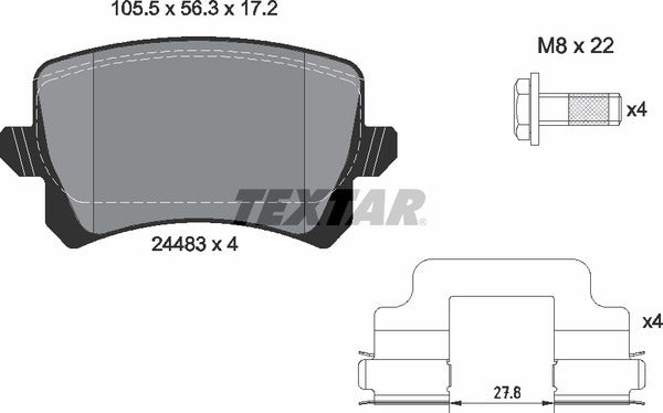 Audi Seat VW, Brake Pad Set - Textar 2448302