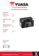 Yuasa 12V Maintenance Free VRLA Motorbike Battery - TTZ10S(WC) - 4 Year Warranty