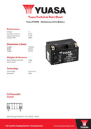 TTZ10S (CP) 12V Yuasa MF VRLA Motorcycle Battery