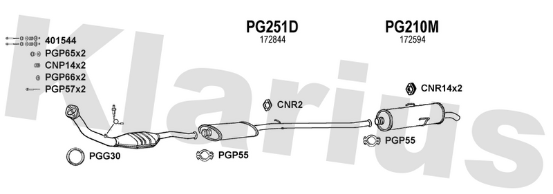 Klarius PG251D - Box With Centre Pipe  - Fits Peugeot 205 1.9