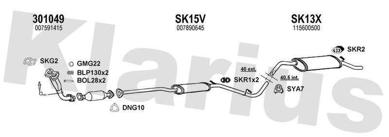 Klarius 301049 - Front Pipe For Cat  - Fits Skoda Cube Van 1.3i