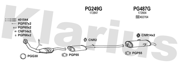 Klarius PG249G - Box With Centre Pipe  - Fits Peugeot 205 1.6i