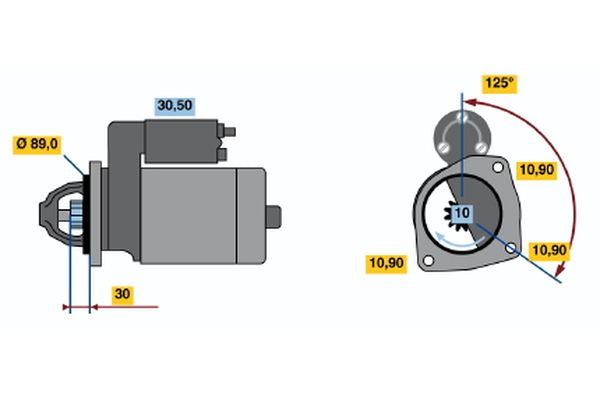 Bosch Starter (Hgv) Part No - 0001231017