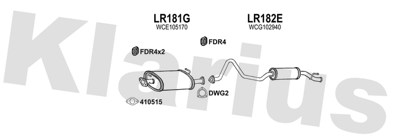 Klarius LR181G - Box With Centre Pipe  - Fits Land Rover 90 2.5TD