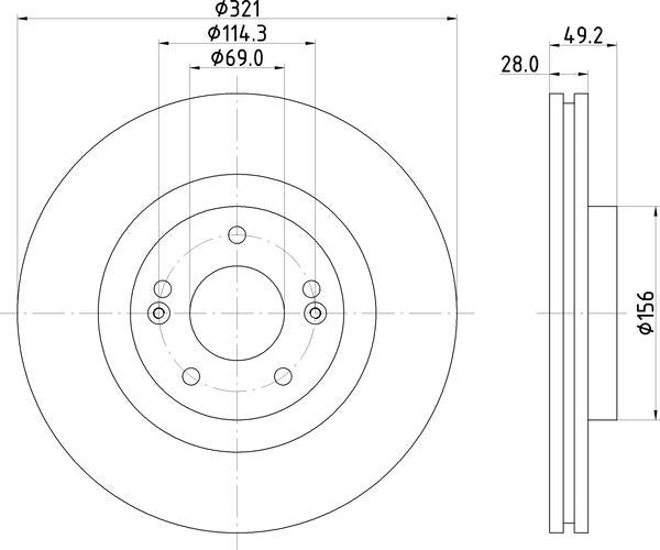 Mintex Brake Discs fits -Hyundai Kia V283:6 MDC2390C (also fits other vehicles)