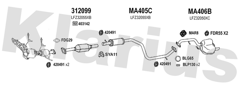 Klarius 312099 - Catalyst Type Approved  - Fits Mazda 5 1.8i