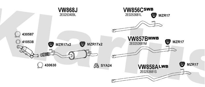 Klarius VW868J - Box With Centre Pipe  - Fits Volkswagen Crafter 35 2.5TDi