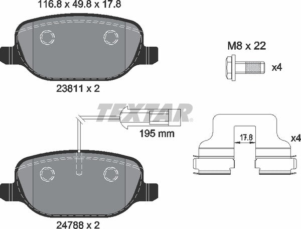 Textar Brake Pad Set - 2381101