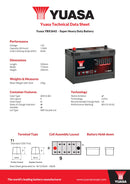 Yuasa 12V 110Ah 925A Super Heavy Duty SMF Battery - YBX3642 - 4 Year Warranty