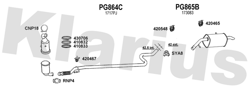 Klarius PG864C - Centre Pipe  - Fits Peugeot 207 1.4HDi