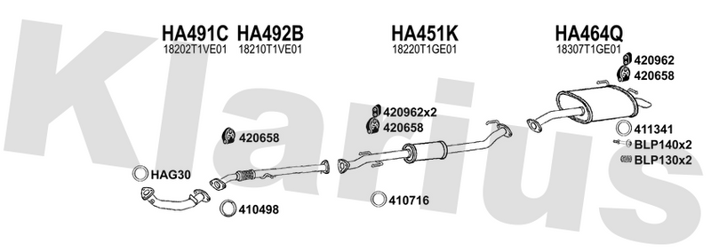 Klarius HA491C - Front Pipe  - Fits Honda CR-V 1.6 i-DTEC