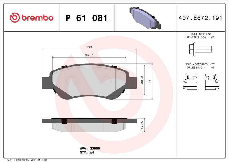 Brembo Brake Pad Set - P61081