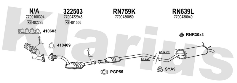 Klarius 322503 - Catalyst Type Approved Withpip  - Fits Renault Megane I 1.4i