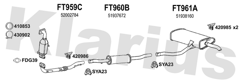 Klarius FT959C - Front Pipe  - Fits Chrysler Jeep Renegade 1.4