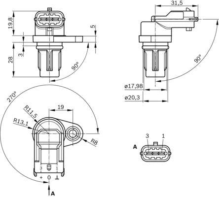 Bosch Camshaft Sensor Part No - 0232103097