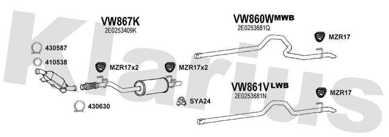 Klarius VW867K - Box With Centre Pipe  - Fits Volkswagen Crafter 35 2.5TDi