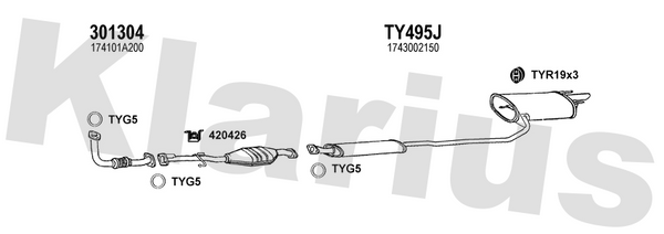 Klarius 301304 - Front Pipe For Cat  - Fits Toyota Carina E 1.8i