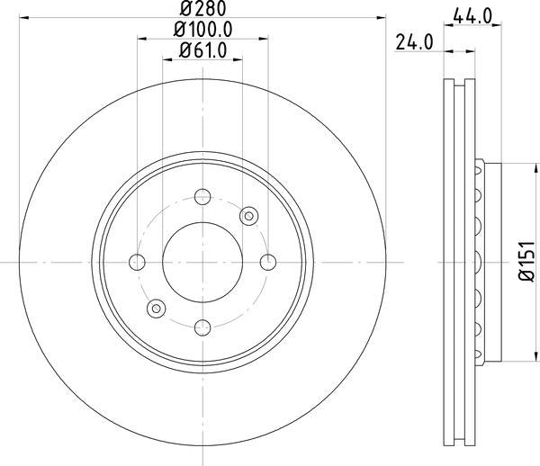 Mintex Brake Discs fits -Dacia Renault V295:5 MDC2515C (also fits other vehicles)