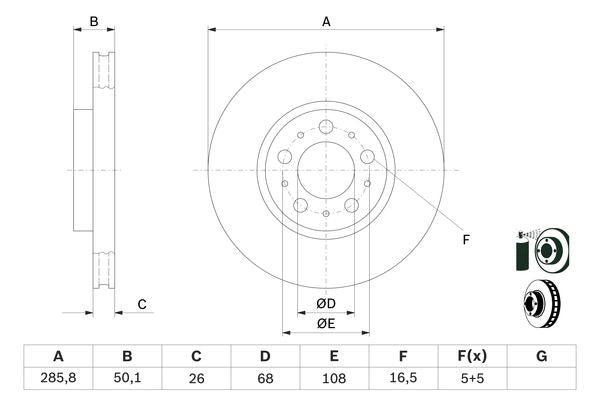 Bosch Brake Disc Pair Part No - 0986479210