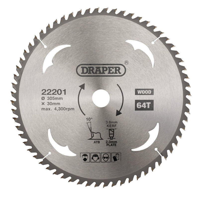 Draper Tct Saw Blade 305mm 64T Wood - 22201