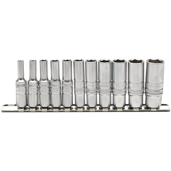 Imperial Deep Socket on Metal Rail, 1/4" Sq Dr (11 Piece)