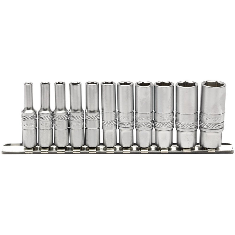 Imperial Deep Socket on Metal Rail, 1/4" Sq Dr (11 Piece)