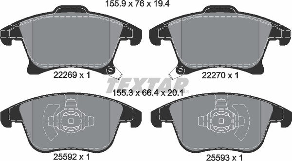 Textar Brake Pad Set - 2226901