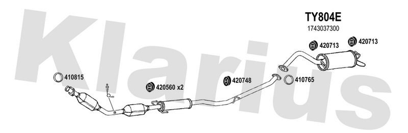 Klarius TY804E - Box With Tail Pipe  - Fits Toyota Prius 1.8