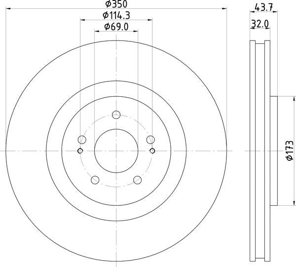 Mintex Brake Discs fits -Mitsubishi V300:5 MDC2646 (also fits other vehicles)