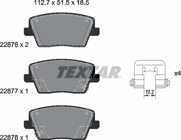 Textar Brake Pad Set - 2287601