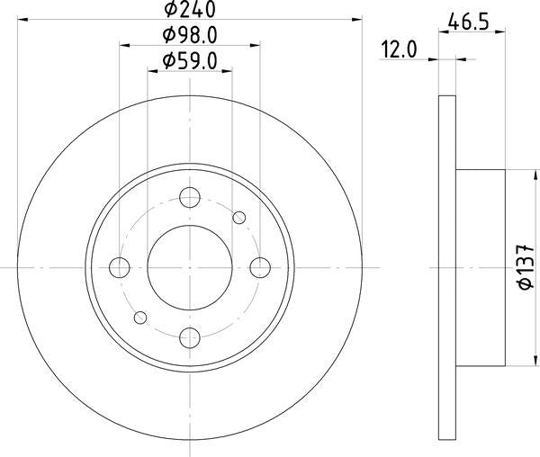 Mintex Brake Discs fits -Autobianchi Fiat Innocenti Lancia Seat S238:4 MDC359 (also fits other vehicles)