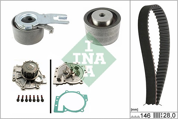 INA Water Pump & Timing Belt Set - Part No - 530042130