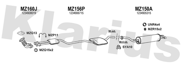 Klarius MZ160J - Twin Front Pipe  - Fits Mercedes 230 CE 2.3i