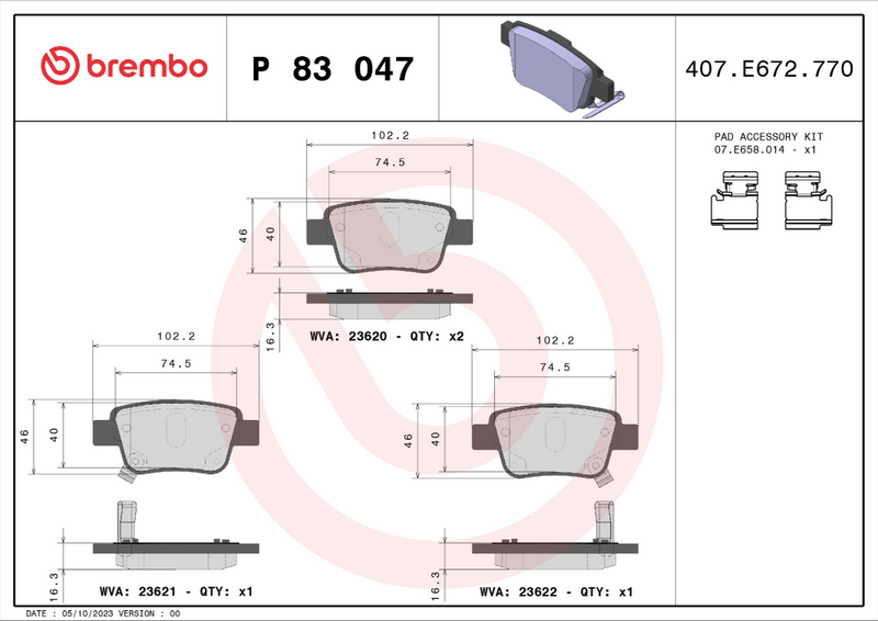 Brembo Brake Pad Set - P83047