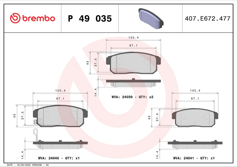 Brembo Brake Pad Set - P49035