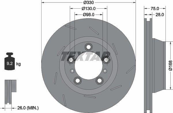 Textar Car Brake Disc - 92220707
