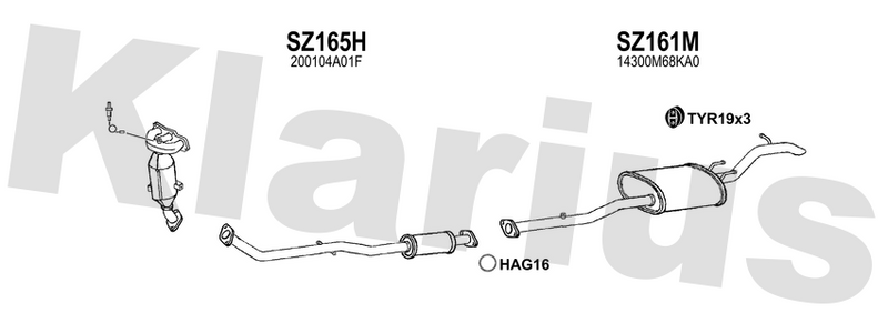 Klarius SZ165H - Box With Centre Pipe  - Fits Nissan Pixo 1.0