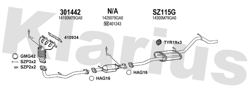 Klarius 301442 - Front Pipe For Cat  - Fits Suzuki Alto 1.1i