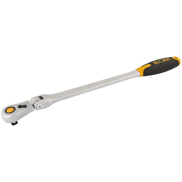 Elora Quick Release Soft Grip Ratchet with Flexible Head, 1/2" Sq Dr, 430mm