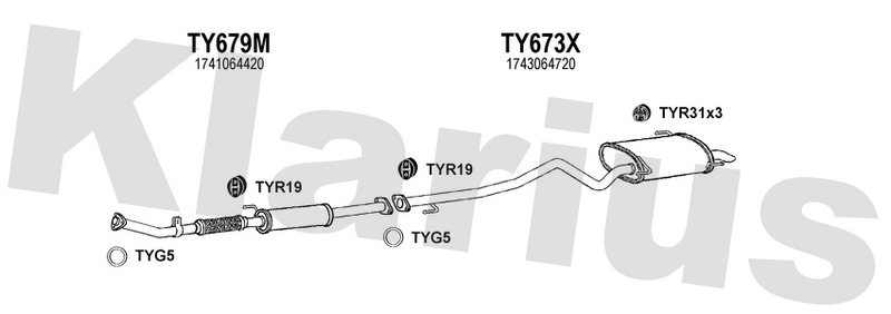 Klarius TY679M - Box With Front Pipe  - Fits Toyota Estima Lucida 2.2TD