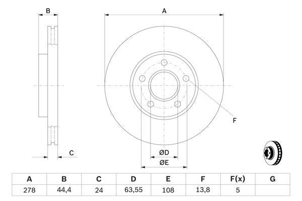 Bosch Brake Disc Pair Part No - 0986479069