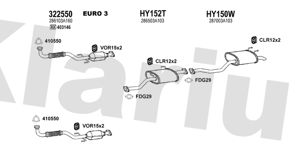 Klarius 322550 - Catalyst Type Approved Withpip  - Fits Hyundai Trajet 2.0i