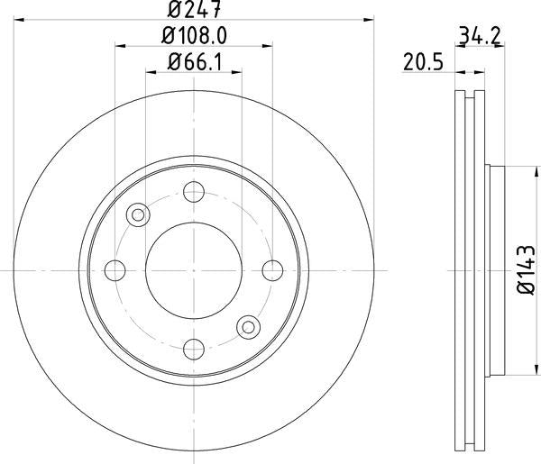 Mintex Brake Discs fits -Citroën Mega Peugeot S239:4 MDC532C (also fits other vehicles)