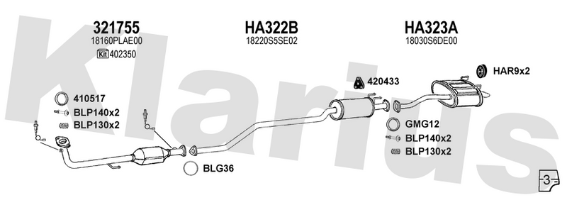 Klarius 321755 - Catalyst Type Approved Withpip  - Fits Honda Civic 1.4,1.6