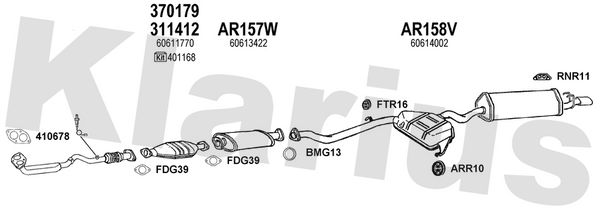 Klarius 301103 - Front Pipe For Cat  - Fits Alfa Romeo 155 2.0i