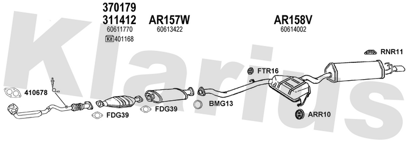 Klarius 301103 - Front Pipe For Cat  - Fits Alfa Romeo 155 2.0i