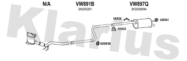 Klarius VW896T - Box With Centre Pipe  - Fits Volkswagen Caddy Maxi 1.9TDi